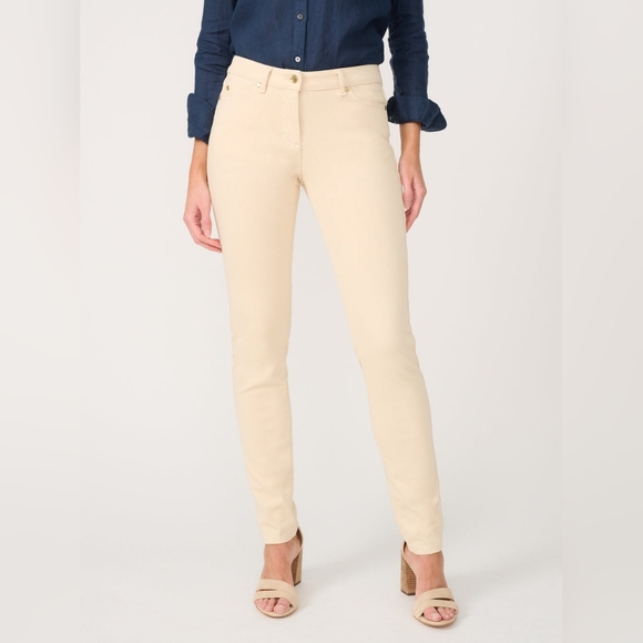 J.McLaughlin‎ Lexi 4-Way Stretch Denim Slim Leg Jeans Raw Beige Cream Size 6 - Picture 3 of 9